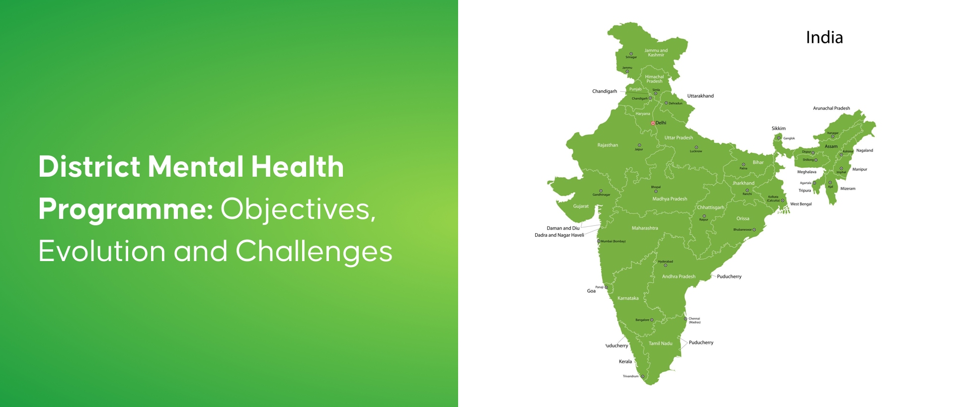 Showing District Mental Health Programme progress in India